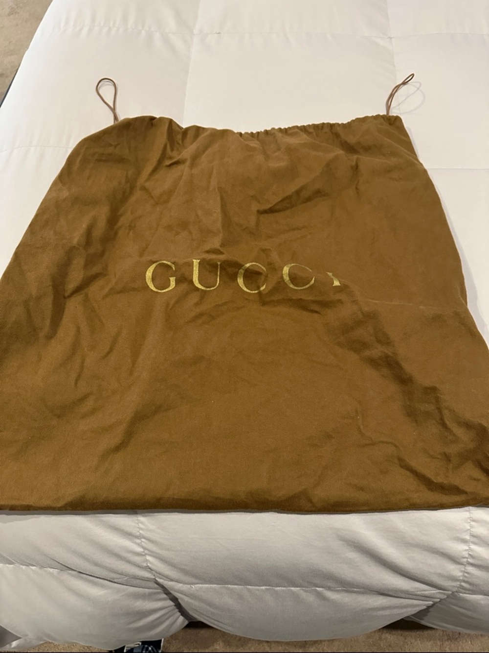 Gucci Brown Large Drawstring Dust Bag with Gold Logo